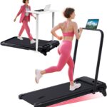 Walking Pad with Handle Bar & Adjustable Incline, 350LBS Compact Under The Desk Treadmill, 4-in-1 Portable Small Treadmills with Handles for Home Small Spaces, 3.5HP Electric Walking Pads, 0.6-7.6MPH