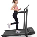 DeerRun Walking Pad Treadmill with Incline and Handle Bar, 3 in 1 Foldable Treadmills for Home Small Office, 300lbs Portable Compact Under Desk Treadmill with App