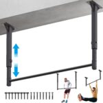 Kipika 48″ Ceiling Mounted Pull Up Bar, Heavy Duty Multi-Grip Chin Up Bar,Mounted Pull Up Bar, Adjustable Height, Pull Up Bands for Chin Ups & Body Stretching, Ideal for Home Gym and Strength Training