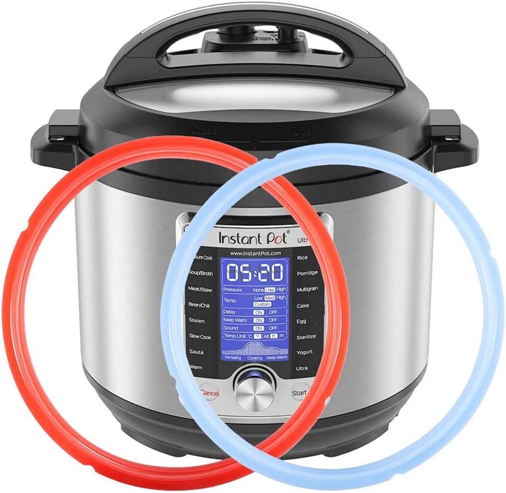 Silicone Sealing Ring for Instant Pot 8Qt, Fits Instant Pot 8 Quart Duo, Lux 8 Quart, Duo Plus, Ultra,Viva, RIO, Pro, Savory Sky Blue & Sweet Cherry Red – 2 Pack