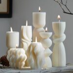 7-Pack Pillar Candles – Soy Wax Handmade Ribbed Candles for Home Decor, Housewarming Gift, Shelf & Table Decor – Aesthetic Modern Candles Set (White)