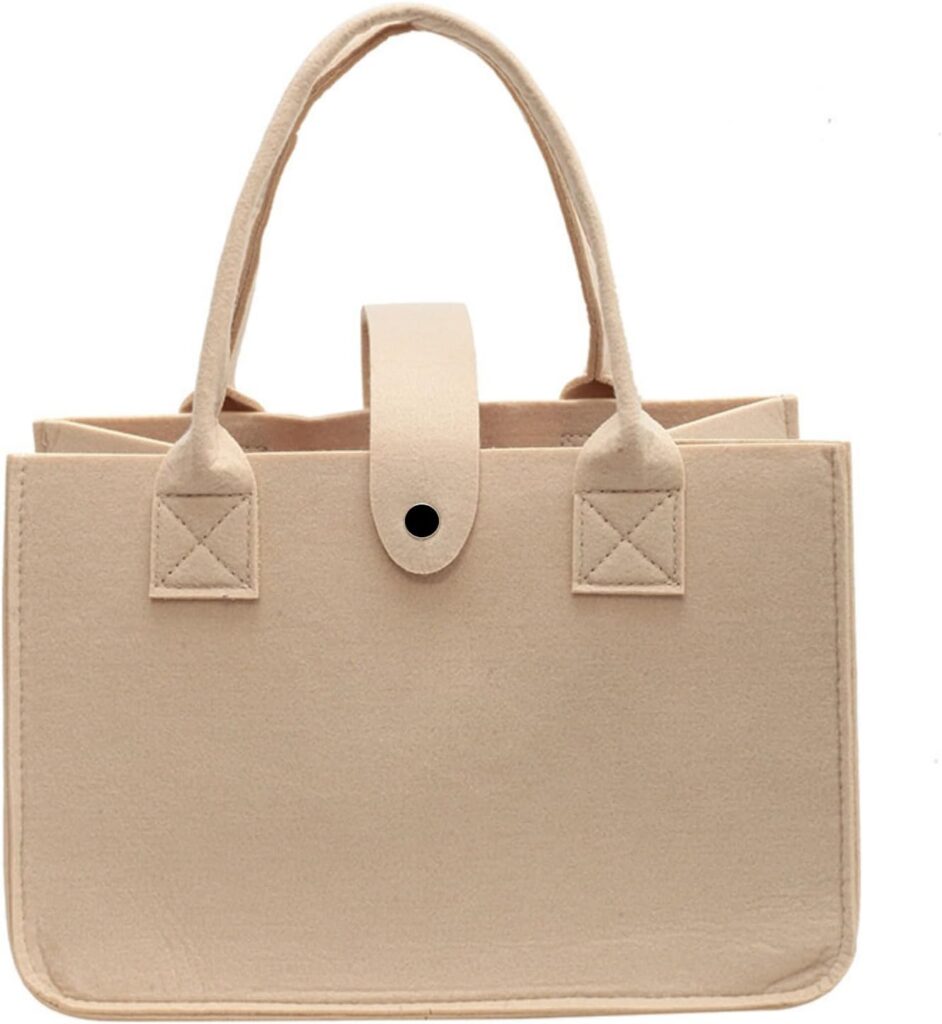 1pc Medium Felt Tote Bag Boys And Girls Reusable Gift Bag For Baby Shower Party Favors DIY Handcraft (8.Khaki)