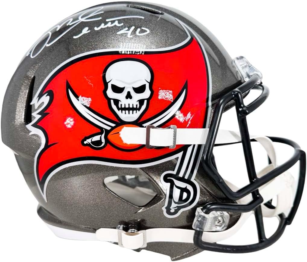 Mike Alstott Autographed Tampa Bay Buccaneers Football Full-Size Helmet – Hand Signed & Beckett Grading Services Authenticated