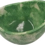 Pottery Herb Stripper Bowl -Handmade Ceramic Herb Stripper & Peeler Tool for Kitchen, BBQ, and Picnics,Creative Kitchen Gadget (green)