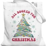 Christmas Canvas Tote Bags for Women, Reusable Shopping Bags