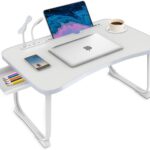 Fayquaze Laptop Bed Desk, Portable Foldable Lap Bed Table with USB Charge Port Storage Drawer and Cup Holder,Lap Desk Laptop Stand Tray Table Serving Tray for Eating, Reading and Working