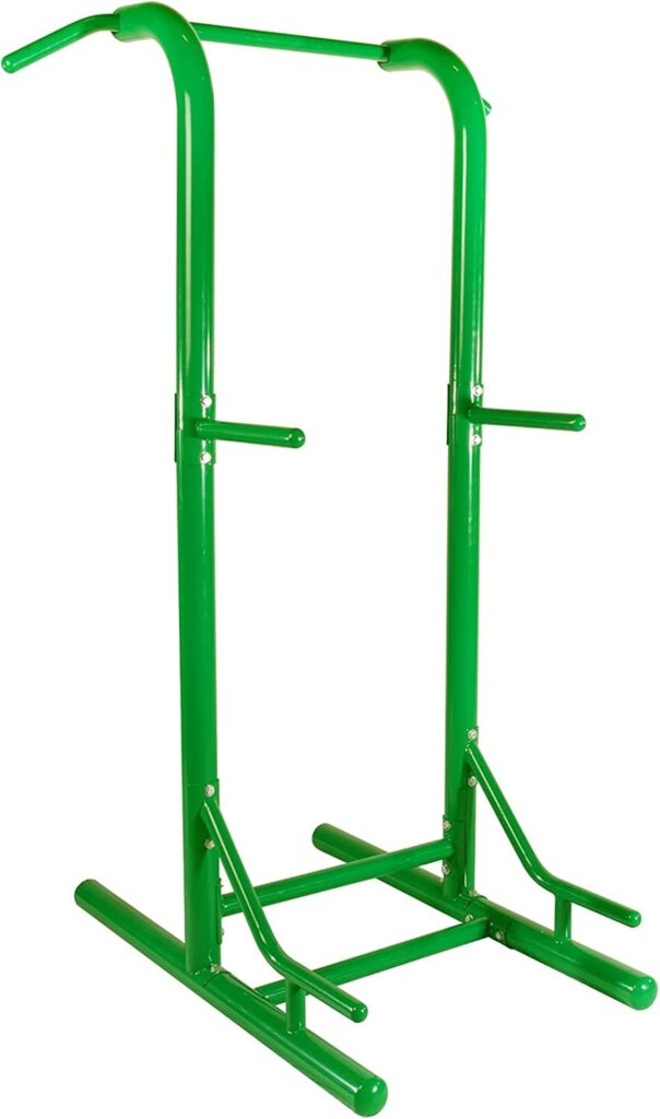 Stamina Pull Up Bar Tower & Dip Station, Free Standing Outdoor Home Gym Equipment, Green – Adjustable and Portable Workout Stand for Calisthenics Body Weight Training