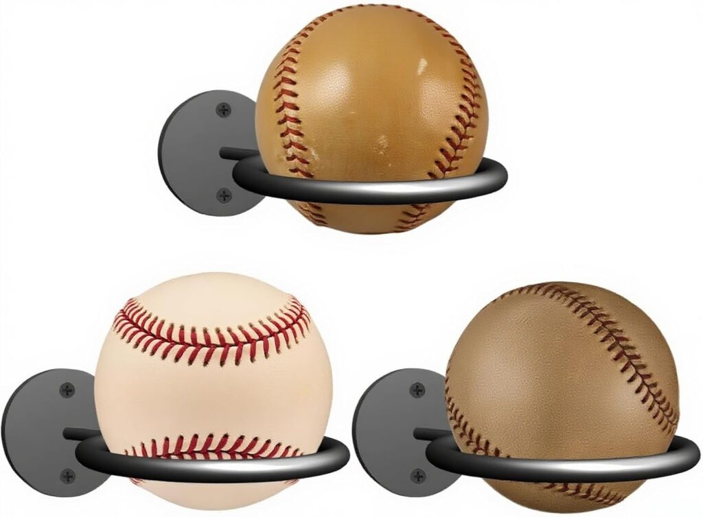 Baseball&Softball Display Memorabilia Holder Baseball Bat Storage Baseball Display Holders Heavy-Duty Wall Mount Rack for Collectibles Black 3PCS Hardware Included (3 Pack)