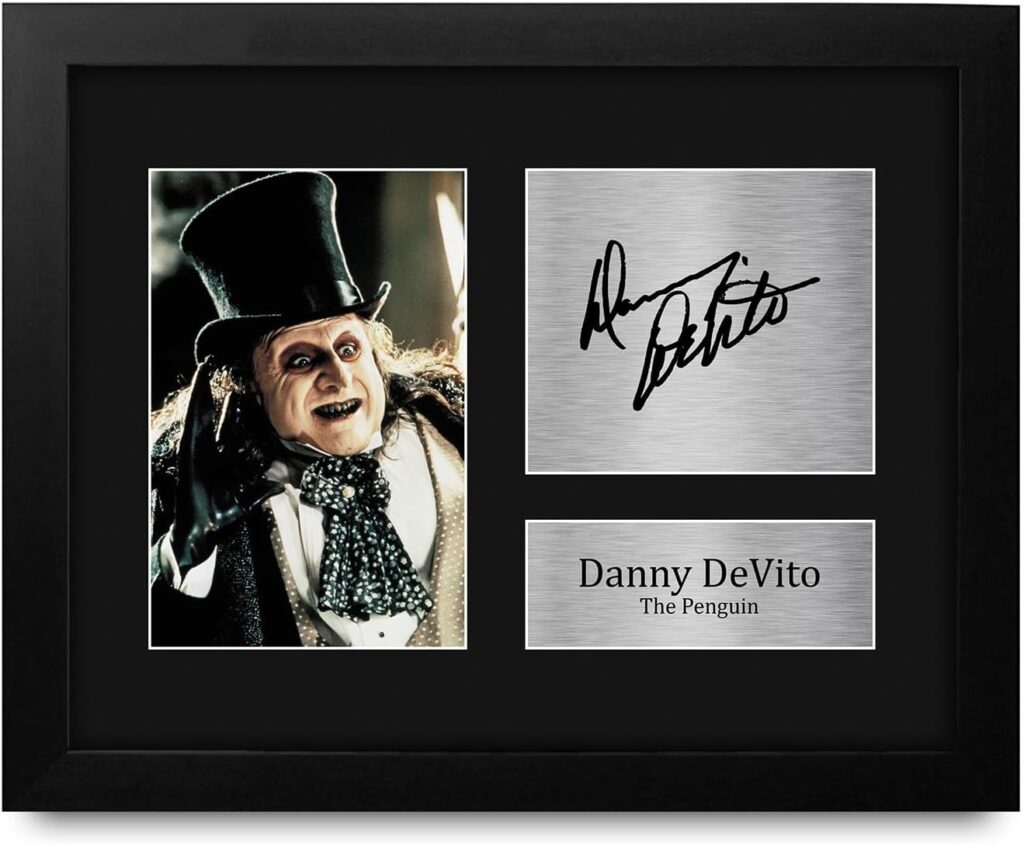 HWC Trading Danny DeVito Batman The Penguin Oswald Cobblepot Framed Gifts Printed Signed Autograph Picture for Movie Memorabilia Fans – US Letter Size