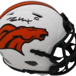 Bo Nix Autographed/Signed Denver Lunar Speed Mini Helmet Beckett