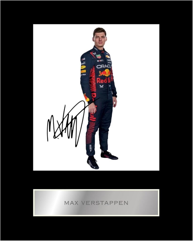 Generic Max Verstappen Pre Printed Signature Signed Mounted Photo Display #21 Printed Autograph Picture 10×8 Inch Mounted Wall Art for Living Room Decor