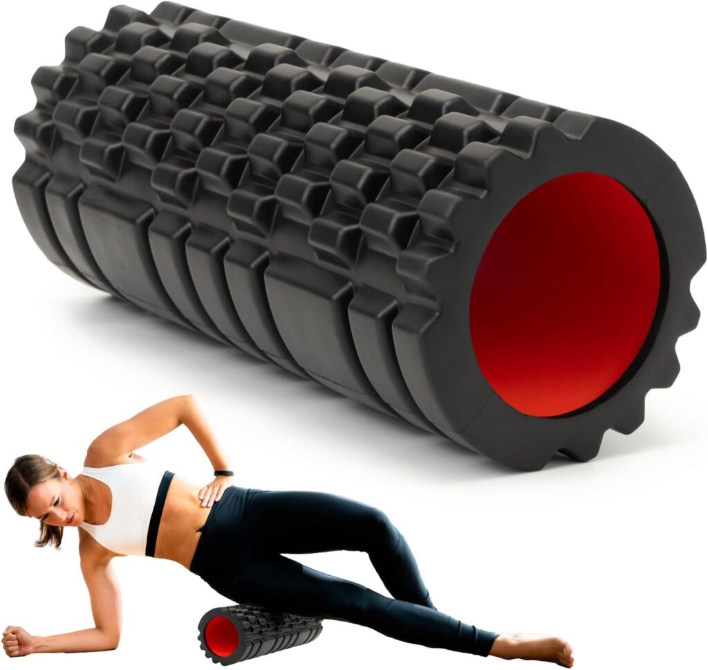 Foam Roller for Deep Tissue Massager, 13″ High Density Exercise Patented Roller for Muscle Massage and Myofascial Trigger Point Release Back Roller for Fitness, Yoga and Pilates (Black)