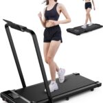 DeerRun 3 in 1 Walking Pad Treadmill, 300 Weight Capacity Foldable Treadmill, 3.0HP Low Noise Under Desk Treadmills for Home Office with Remote & APP