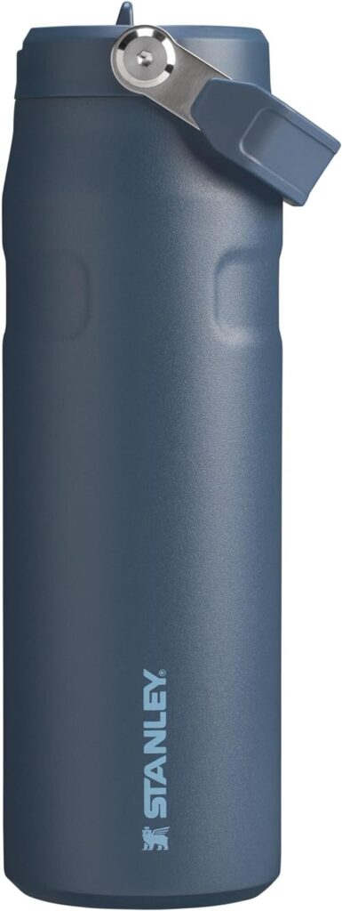 STANLEY IceFlow Flip Straw 2.0 Water Bottle 24 OZ | Built-In Straw with Larger Opening | Lightweight & Leak-Resistant | Insulated Stainless Steel | BPA-Free | Navy