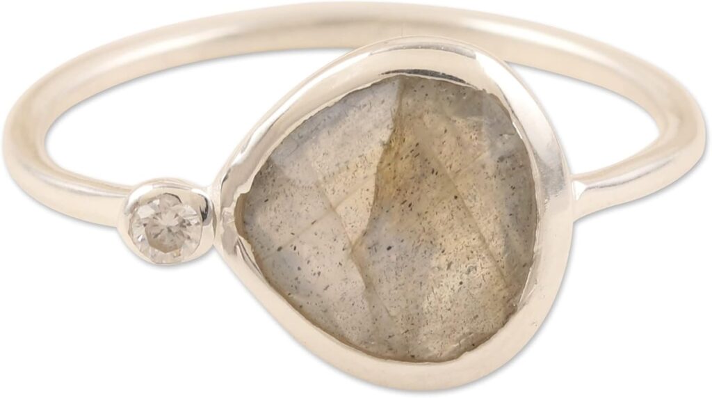 NOVICA Artisan Handmade Labradorite Cocktail Ring .925 Sterling Silver Multi Stone India Gemstone Modern ‘Storm Queen’