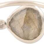 NOVICA Artisan Handmade Labradorite Cocktail Ring .925 Sterling Silver Multi Stone India Gemstone Modern ‘Storm Queen’