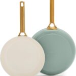 GreenPan Nonstick Reserve Pro 10” & 12” Frying Pan Set, NSF Certified Ceramic, Hard Anodized PFAS-Free Skillets, Stainless Steel Handles, Oven & Dishwasher Safe, Moss Green