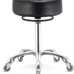 Rolling Stool with Wheels 400lbs Weight Capacity,Heavy Duty Lash Chair Adjustable for Tatoo Lab Massage Salon Spa Drafting Nail Teach,360 Swivel,Leather,Thick Seat Padding (Black)