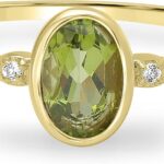 Kate 14k Gold over Sterling Silver and Sterling Silver Genuine Gemstone Stackable Oval Ring, Sizes 6-8