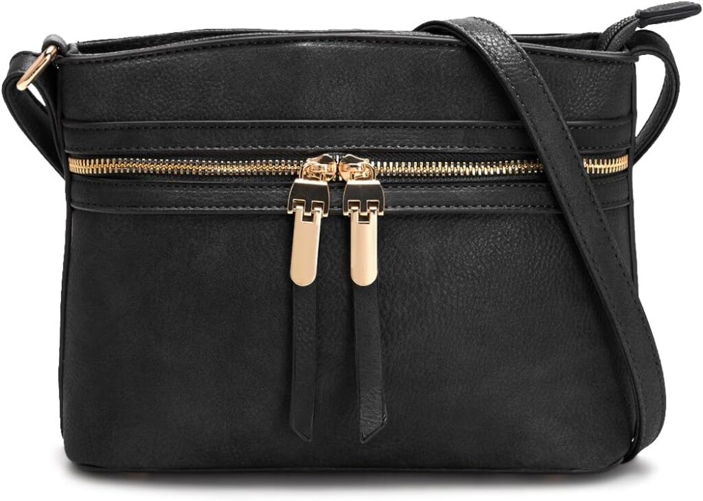 LA TERRE Zipper Pocket Crossbody Bags, Lightweight Medium Crossbody Purses Women’s Shoulder Handbags