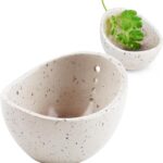 Hamblin Pottery Herb Stripper Bowl, Handmade Resin Herb Stripper Tool with Multiple Hole Sizes, Efficient Leaf Removal for Rosemary Cilantro Parsley(white)