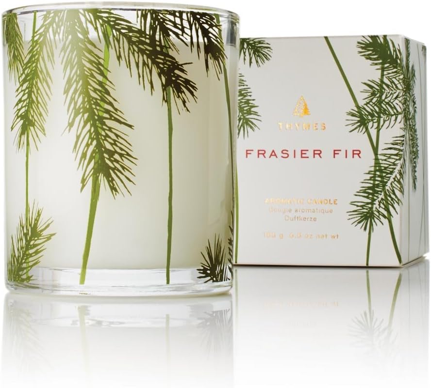 Thymes Frasier Fir Pine Needle Candle – Holiday Candles for Home Scented with Notes of Crisp Siberian Fir, Cedarwood & Sandalwood – Christmas Decor – Christmas Gifts for Women & Men (6.5 oz)