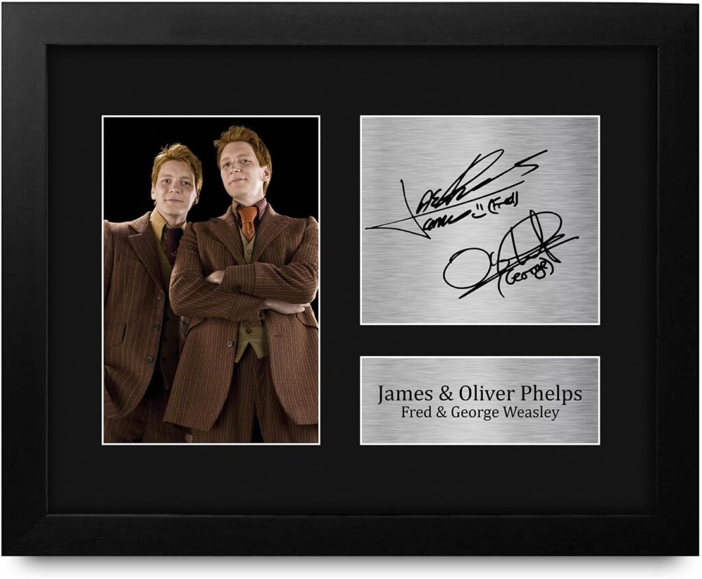 HWC Trading James & Oliver Phelps Harry Potter Fred & George Weasley Framed Gifts Printed Signed Autograph Picture for Movie Memorabilia Fans – US Letter Size
