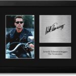 HWC Trading Arnold Schwarzenegger The Terminator Gifts USL Framed Printed Signed Autograph Picture for Movie Memorabilia Fans – US Letter Size