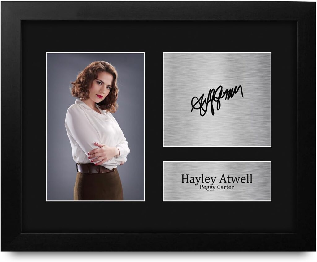 HWC Trading Hayley Atwell Captain America Peggy Carter Framed Gifts Printed Signed Autograph Picture for Movie Memorabilia Fans – US Letter Size