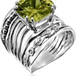 JEAN RACHEL JEWELRY 925 Sterling Silver Ring with 12mm Cushion Shaped Cubic Zirconia Vintage Design – Hypoallergenic, Lead & Nickel Free – Artisan Handcrafted Statement Rings for Women