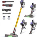 MONSGA Cordless Vacuum Cleaner, 45KPa 400W Stick Vacuum for Home, 50Mins Anti-Tangled Vacuum Cleaner with Charging Dock, Light-weighted Handheld Vacuum for Pet Hair/Carpet/Floor, LED Touch Display,MV3