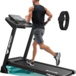 Impremey Foldable Treadmill with Incline 15 Levels for Home Exercise, Smart Heart Rate Control Walking or Running with Pulse Monitor Armband, Big Led Screen, 10 Mph, 350 lbs Capacity