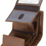 Trifold Billfold RFID Blocking Cowhide Leather Wallet for Men 10 Card Slots 2 ID Windows with Coin Pocket