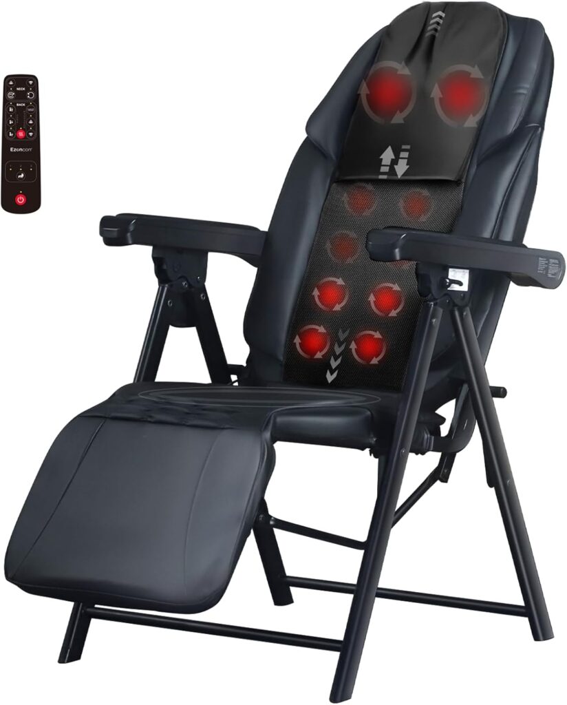 Foldable Electric Massage Chair with Heat FR-M25D Full Body Massage Portable Adjustable Backrest Height Neck Position Suitable for Heights from 59 in to 79 in