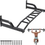 SELEWARE 48” Heavy Duty Pull Up Bar Wall Mount Multi-function Chin up Bar with Home Gym Cable Pulley System LAT Pulldown Workout Attachments Heavy Bag Hanger