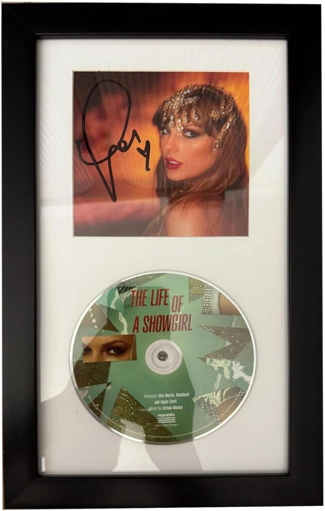 Taylor_Swift Signed the Life of a Showgirl #1 CD Autographed Framed Display Case 6.5×12
