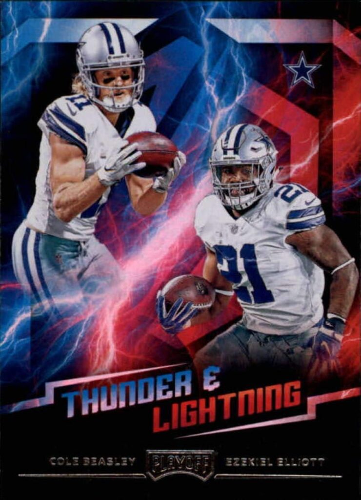 2018 Panini Playoff Thunder and Lightning #2 Cole Beasley/Ezekiel Elliott Dallas Cowboys NFL Football Trading Card