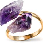 AYANA Adjustable Healing Crystal Ring | Handmade bypass ring for women with Gold-plated Copper | Statement Rings with Ethically Sourced Natural Healing Crystal Gemstone