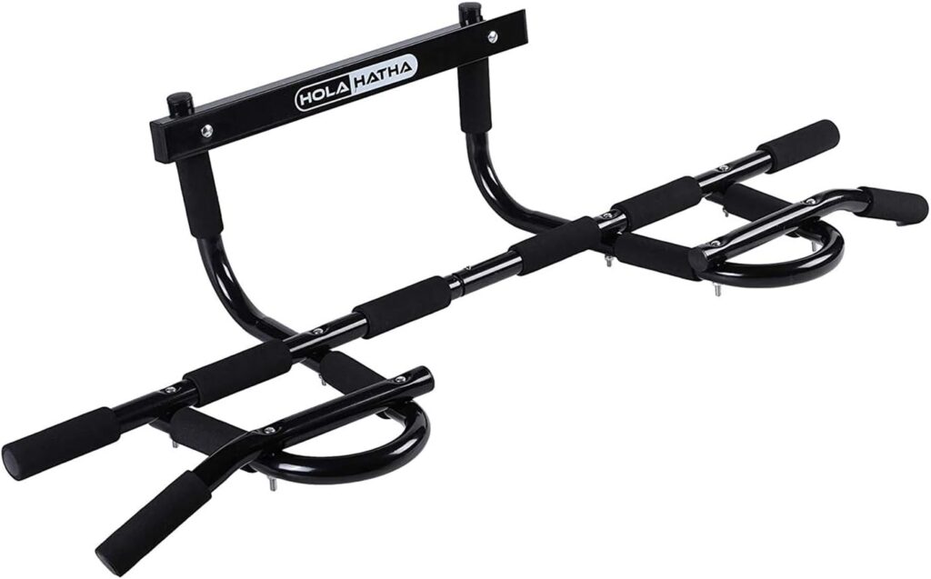 HolaHatha Pull Up Bar Heavy Duty Door Way Chin-up Dip Station Fitness Multi-use Portable Gym Home Workout for Door Way for Upper Body Strength and Building Muscle