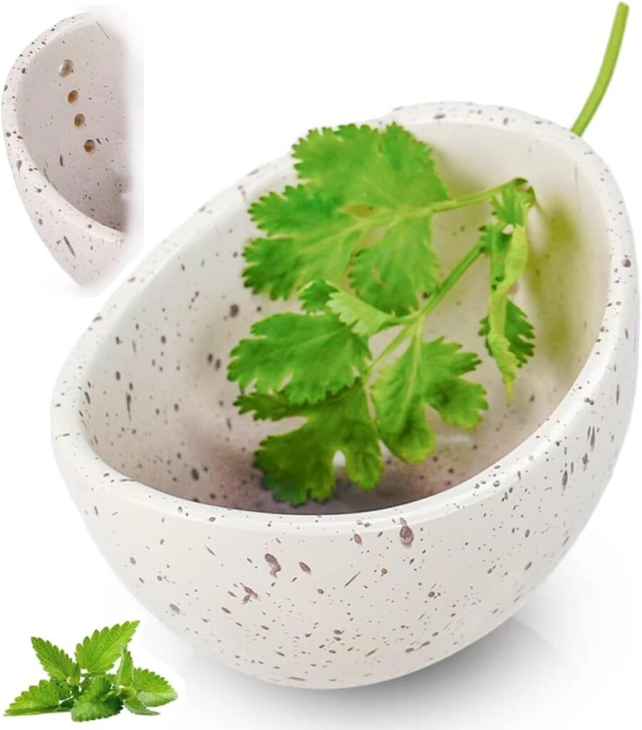 2025 New Handmade Ceramic Herb Stripper Bowl, Herbs Stripper Bowl Ceramic, Hamblin Brothers Herb Stripper, Efficient Herb Peeling Cup for Salads & Cooking,Different Round Hole Sizes Suitable Leafy (A)