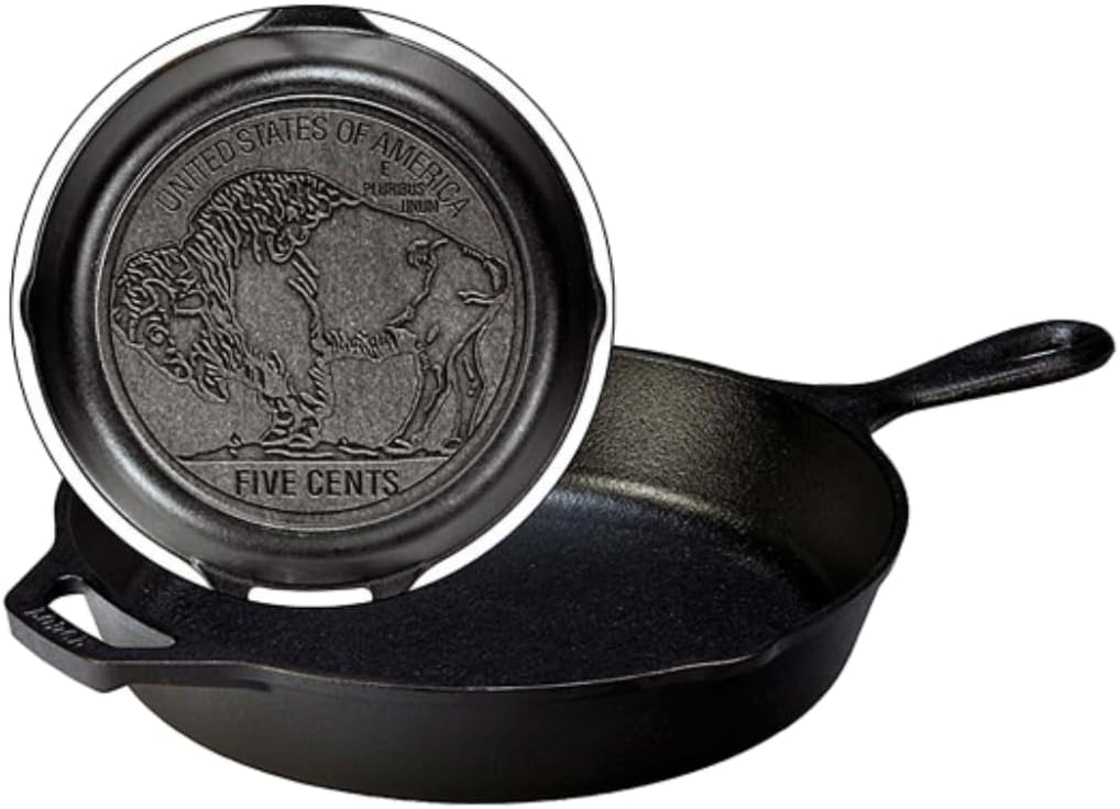 Lodge Cast Iron Buffalo Nickel Skillet, 10.25 Inch
