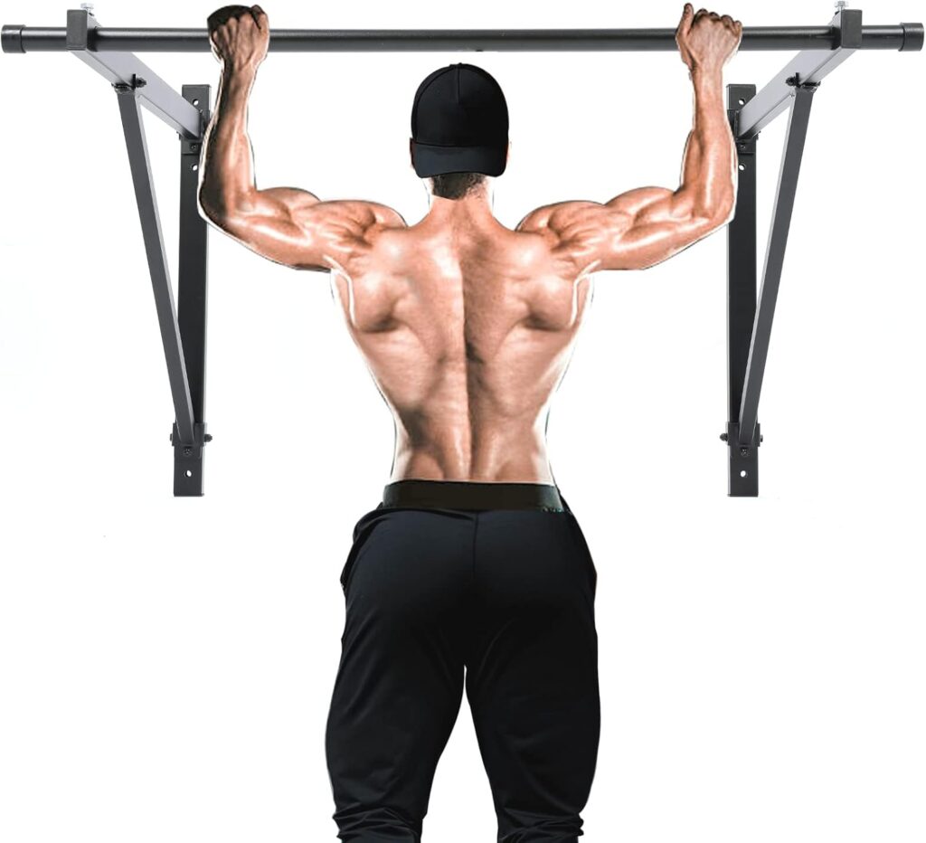 ECOTRIC 46″ Wall Mounted Pull Up Chin Up Bar Heavy Duty Gym Workout Fitness Home Mount Fitness 500lbs