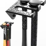 veimia Baseball Bat Holder Wall Mount, Baseball Bat Storage Rack, Holds 4 Bats on Wooden or Concrete Wall, Metal Bat Hanger with Fully Wrapped Rubber Mat, Hardware Included