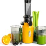 Ventray Ginnie Mini Cold Press Juicer, Small Slow Masticating Juicer for Vegetables and Fruits, High Juice Yield, Easy to Clean, Space-Saving, Fit for Personal/Travel/Picnic/Office – Yellow