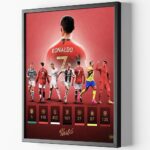 Black Framed Cristiano Ronaldo Signed Poster For Kids Hanging To Room Bedroom Wall Decor-Soccer Superstar Posters Canvas Art Print Picture For Teen Boy Fans Birthday Gifts