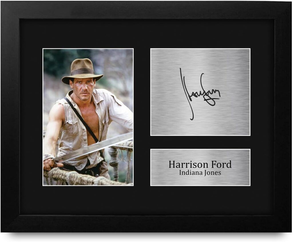 HWC Trading Harrison Ford Indiana Jones Framed Gifts Printed Signed Autograph Picture for Movie Memorabilia Fans – US Letter Size