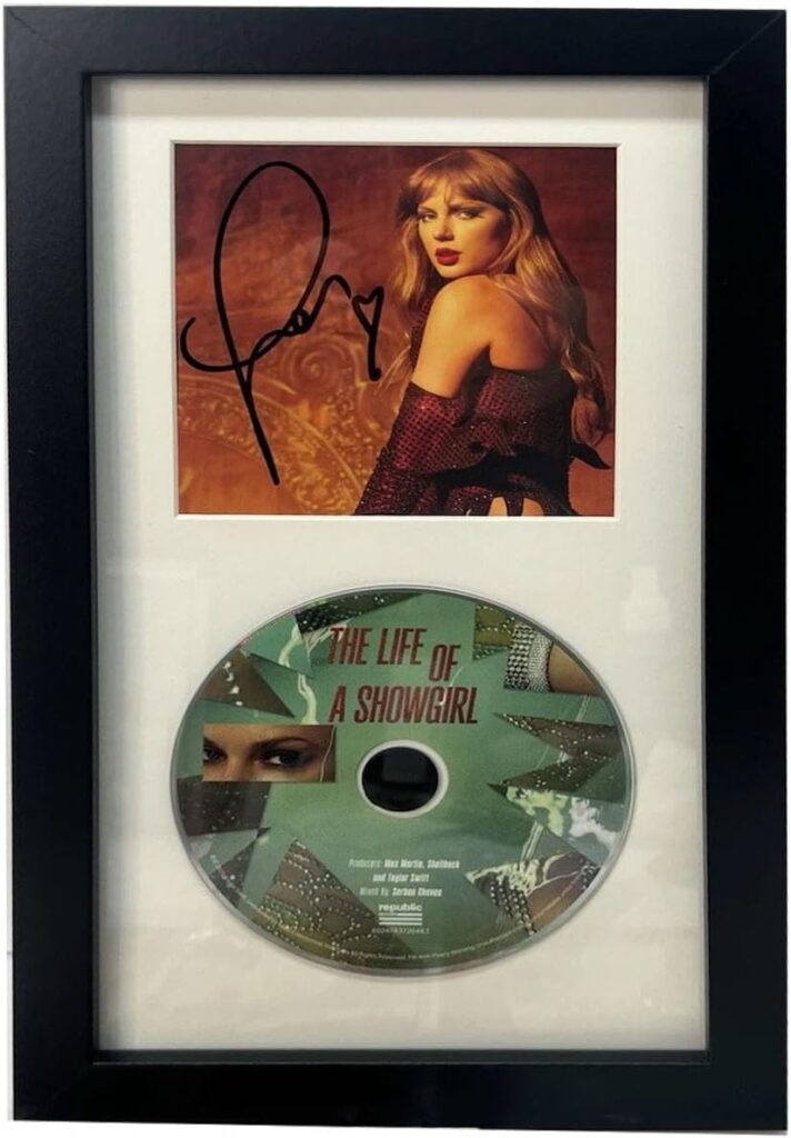Taylor_Swift Signed the Life of a Showgirl #3 CD Autographed Framed Display Case 6.5×12