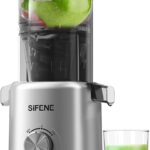 SiFENE Masticating Juicer Machines, 4.3 Inch Large Feed Chute, High Juice Yield Cold Press Juicer for Whole Fruits and Vegetables, Easy to Clean, Gray