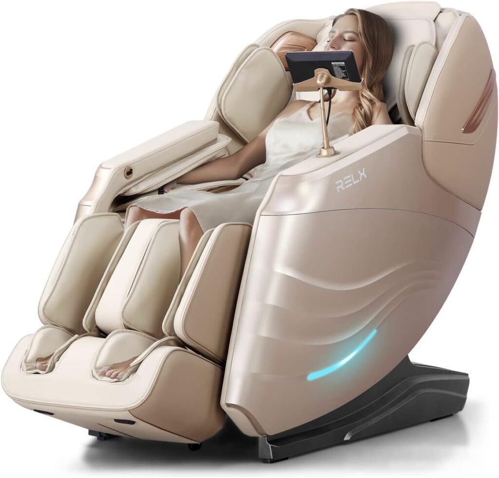 RELX 2025 Massage Chair Full Body, 15 Modes Zero Gravity SL-Track Shiatsu Massage Chair Built-in Heat System, Airbag Massage with Body Scan, Deep Yoga Stretch, Calfrest Extension and AI Control(Cream)