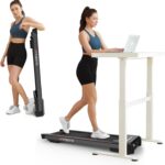 GOYOUTH 2 in 1 Under Desk Electric Treadmill Motorized Exercise Machine with Wireless Speaker, Remote Control and LED Display, Walking Jogging Machine for Home/Office Use
